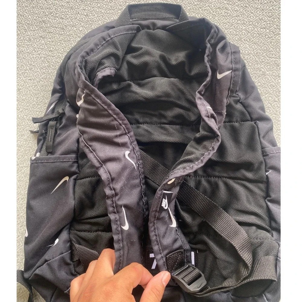 Nike Backpack Unisex Small Black Brasilia‎ JDI Mini All Over Swoosh Logo Print